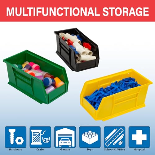 Akro-Mils 30230 Black Plastic Storage Bins 12-Pack - Heavy Duty, Stackable, 11x5x5 inch, Classroom & Garage Organization - Variants