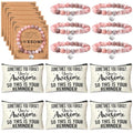 Tondiamo 6 Sets/18 Pcs Valentine Employee Appreciation Gifts Bulk for Women Include 6 Appreciation Heart Bracelets, 6 Cards 6 Canvas Makeup Bags for Women Staff Team Teacher Volunteer