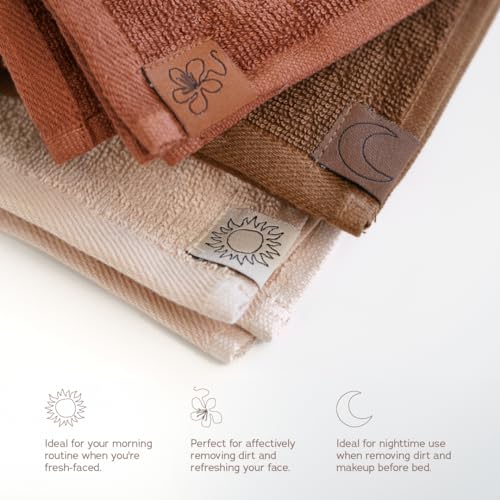 SWEET JULY Reusable Cotton Face Towels Set for Makeup Removal – Day & Night, Pack of 6