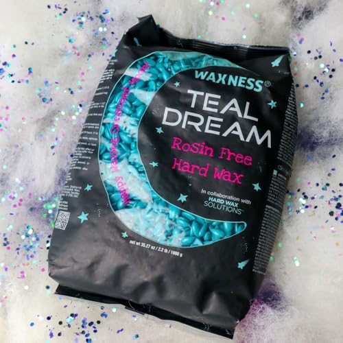 Waxness 2.2 lb Rosin-Free Hard Wax Beads for Sensitive Skin, Professional Use, Teal – Made in Italy