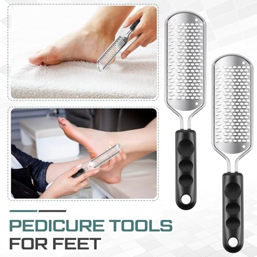 14 Pack Silver Foot File Pedicure Tool Set - Rustproof Callus Remover