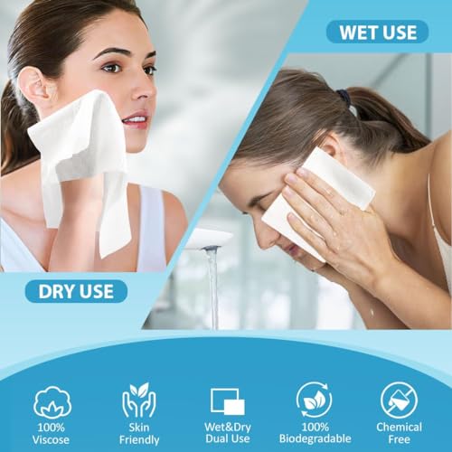 HOMEXCEL Disposable Face Towels Pack of 6, Ultra Soft & Absorbent, 600 Count