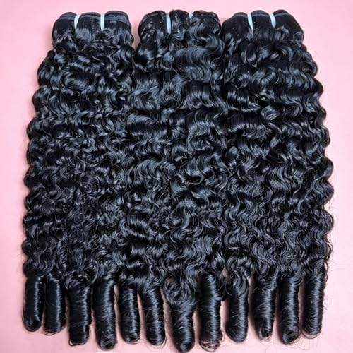 Natural Black Burmese Curly Human Hair Bundles 3Pcs 14-18 Inch Virgin Hair