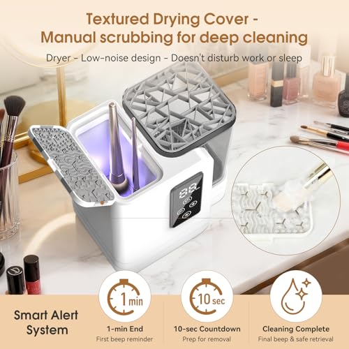 Pearl 5-in-1 Electric Makeup Brush Cleaner & Dryer Machine - Portable USB Tool with Deep-Clean Silicone Brush for All Sizes