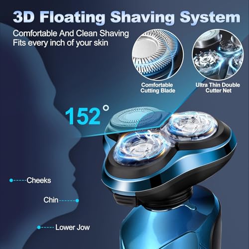 Electric Razor for Men, Shaver for Men Face,Waterproof Wet Dry Electric Shavers LED Display Cordless with Rechargeable Nose Hair Trimmer and Beard Trimmer,Prtable Travel Men's Razors