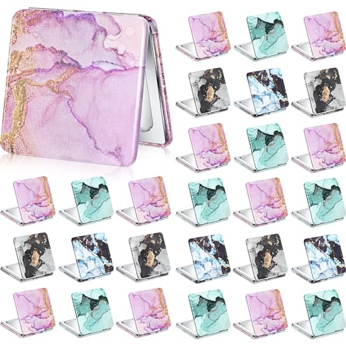 Cindeer 40 Pcs Compact Mirror Bulk Small Purse Portable Pocket Hand Double Sided Magnifying Makeup Mirror Square with 2X 1x Magnification for Girls Woman Mother Travel