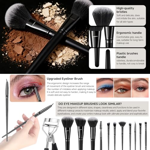 CLRDZN Black 62-Piece Professional Makeup Brush Set with Case