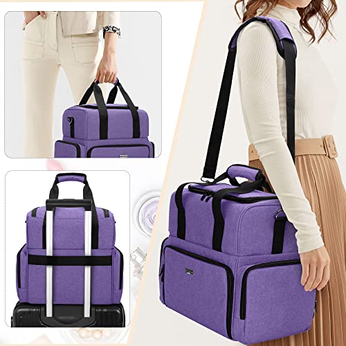 BAFASO 2 Layers Large Travel Makeup Bag with 3 Inner Removable Pouches, Cosmetic Bag with Detachable Dividers (Patented), Purple