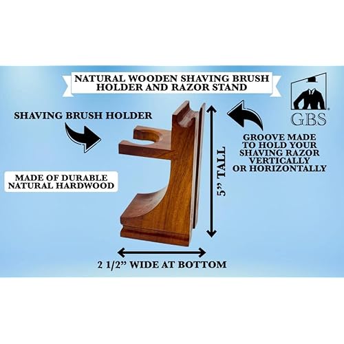 G.B.S GENTS Men's Wood Shaving Bowl & Shave Brush Set ? Premium Shaving Kit with Stand, Synthetic Shave Brush & Signature All Natural Soap ? Grooming Gift for Men,Wet Shaving Essentials