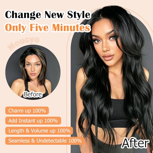 Natural Black Clip-In Hair Extensions 7PCS 120g 24 Inch Remy Human Hair