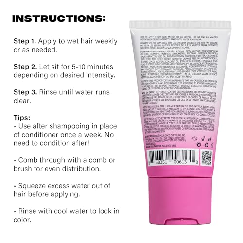 Color Depositing Hair Mask - Pink - Vegan & Deep Nourishing 4 Fl Oz
