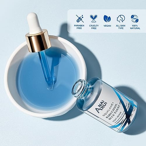 Squalane VE Rosehip Oil,Bakuchiol Blue Tansy Oil,for face hydrate,Night-Repair Facial Oil,Softer Skin,Reduce Fine Line&Wrinkles