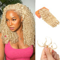 613 Blonde Human Crochet Hair 16 Inch 50 Strands - Burmese Curly, Reusable, Dyeable, Knotless