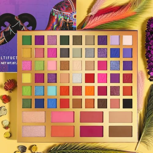 ecofavor DE¡¯LANCI Professional Eyeshadow Makeup Platte,62 Colors Big Colorful Matte Glitter Long Lasting Highly Pigmented Waterproof Eye Shadow Contour Blush Powder Highlighter All in One