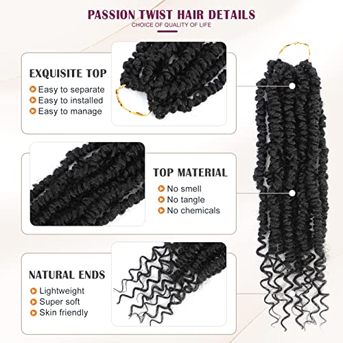 Pre-Looped Passion Twist Crochet Hair 12 Inch - 8 Packs, Ombre 1B/30