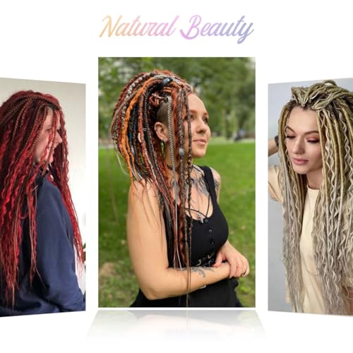 24 Inch 3-in-1 Mixed Double Dreadlock Extensions - Ombré Purple, 15 Pieces, DE-24 Inch