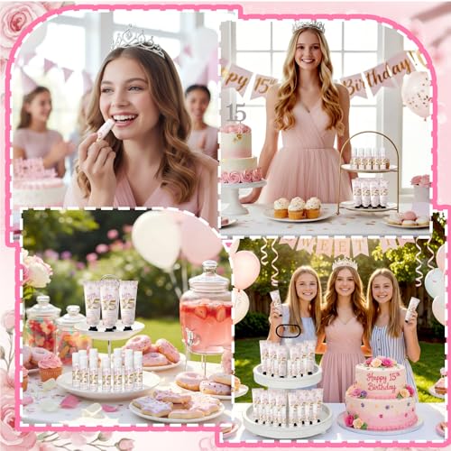 Pink Quinceañera Party Favor Gift Set - 25pcs Hand Cream & Lip Balm for Guests - Variation: Pink