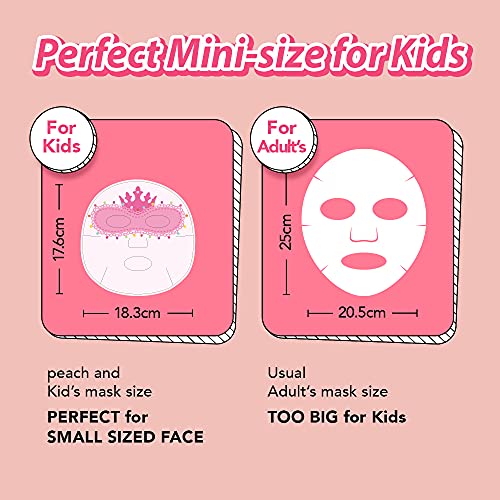 Kids Face Mask Sheets for Children - Peach and Ballerina 10 Pack, Hypoallergenic Cotton, Soothing & Hydrating