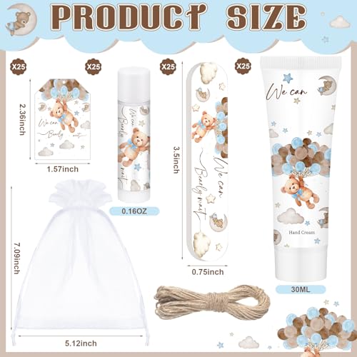 25 Pack Baby Shower Favor Gifts - Bear Themed Hand Cream, Lip Balm & Accessories
