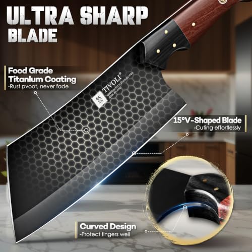 TIVOLI 5-Piece Kitchen Knife Set with Full Tang Wooden Handles - Japanese German Steel, Black Shield Coating - Variation 8.1