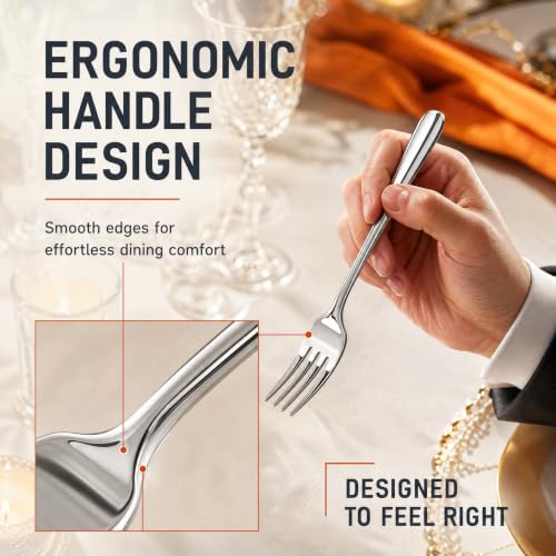 Nice Kitchen 60-Piece Heavy Duty Stainless Steel Silverware Set for 12 with Ergonomic Handles