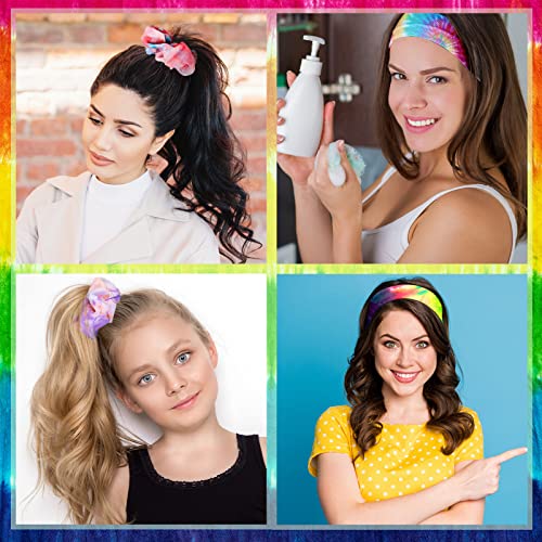 White Cotton Tie Dye Hair Scrunchies & Headbands Bulk Kit - 65 Pcs for DIY & Craft