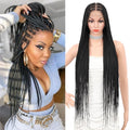 1205 Black 36 Inch Knotless Lace Front Braided Wig for Black Women - 200% Density