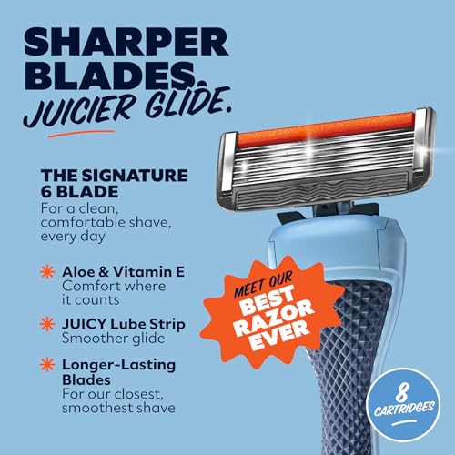 Dollar Shave Club | 6 Blade Razor Refills (8 Pack) | 6 Stainless Steel Blades for a Close & Comfortable Shave