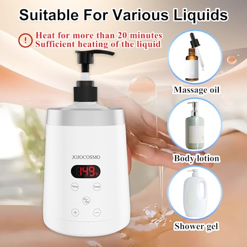 Massage Oil Warmer, Massage Oil Heater with Two Oil Bottle dispensers, Body Liquid Warmer from 30 to 65 ¡ÆC, Lotion Bottle Warmer Shampoo Heater for Salon (White)