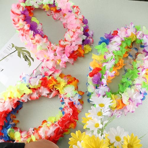 Bright LED Hawaiian Leis Set 100 Pcs Rainbow Luau Party Decorations