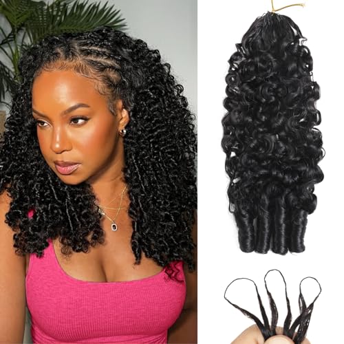 Beauty Queen Burmese Curly Crochet Hair 16 Inch 60g Knotless Pre-Separated Spiral Curl for Women - 1B