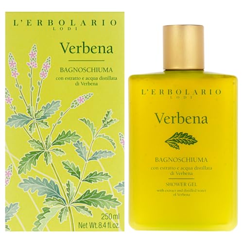 L'Erbolario Verbena Shower Gel – Toning & Revitalizing Body Wash with Citrus & Floral Scent, 8.4 oz