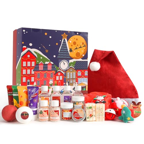 Advent Calendar 2025 Gift Set for Women, 24pcs Holiday Gifts with Body Lotion, Hand Cream, Shower Gel, Bath Bomb, Spa Gifts Basket, New Year Gifts for Women
