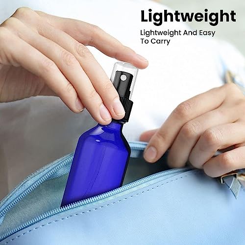 CULINAIRE 2oz Glass Spray Bottles for Essential Oils with Gold Pen Marker, Small Fine Mist Spray Bottle, Refillable, for Hair Spray, Essential Oils, Colognes, and Hand Sanitizers, Blue, Pack of 24