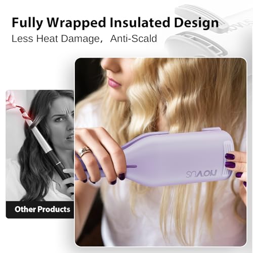 NOVUSPRO 1.4-Inch Hair Waver & Curling Iron for All Hair Types, Ionic Heat Styling Tool