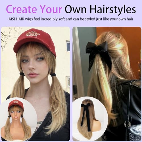 Ombre Blonde Layered Wig with Bangs - Beginner Friendly Synthetic Hair