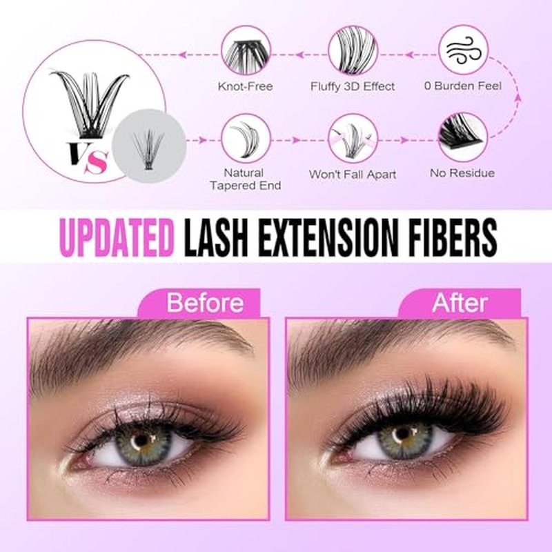 Lash Extension Kit DIY 280pcs Lash Clusters Eyelash Extension Kit, Lash Bond and Seal Lash Tweezers for Self Use 9-16mm Mix£¬30D 40D Curl Individual Lashes Kit (30D&40D-0.07D-9-16MIX KIT)
