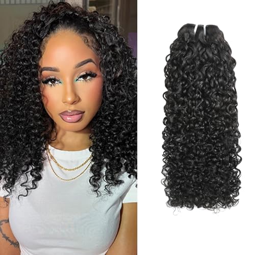Edwad PC Curly Bundles - 12 Inch Pixie Curly Human Hair Bundle 85g Natural Black