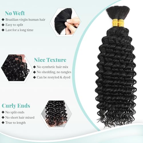 Benafee 28 Inch Water Wave Human Braiding Hair for Crochet & Boho Braids - No Weft, 100G, Natural Color