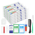 30 Sets Personal Hygiene Kit Bulk,10-IN-1 Green Individually Wrapped Disposable Travel Toothbrushes and Hotel Vanity Set Basic Toiletry Supplies for Homeless,Guests,Charity