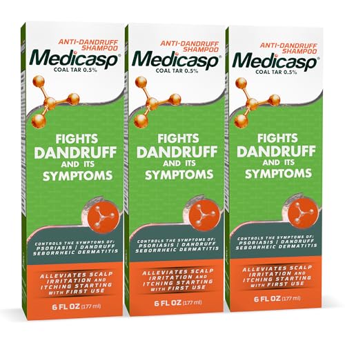 Medicasp Coal Tar Anti-Dandruff Shampoo 6 fl oz Pack of 3 - Relieves Flakes & Itching