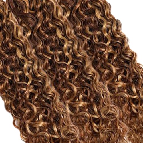 Aonbamds P4/27 Highlight Brown Water Wave Human Hair Extensions 14-18 Inch 3 Bundles