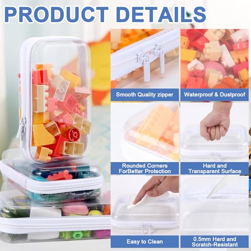 Clear Hard Shell Zipper Makeup & Toiletry Organizer Case Set White XL+L+M+S