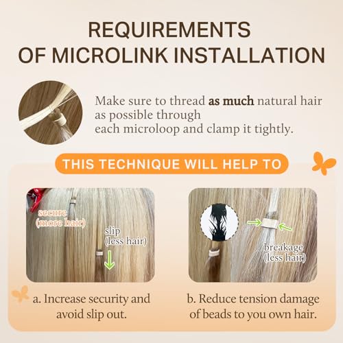 DOORES Micro Link Human Hair Extensions 18 Inch Natural Black - 50g 50 Strands