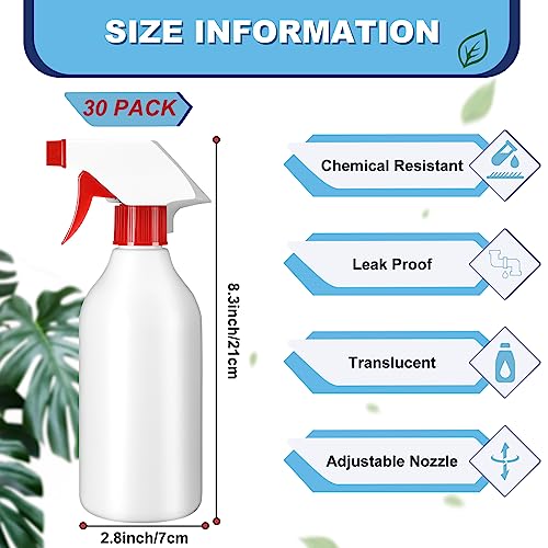 Tanlade 30 Pack 16 oz Red Spray Bottles for Cleaning & Gardening