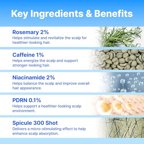Peptide Hair Growth Serum Roll-On - Rosemary 2% Caffeine 1% 2.7 Fl Oz Turquoise