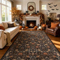 GarveeHome 9x12 Dark Brown Floral Area Rug for Living Room & Bedroom, Non-Slip Boho Vintage Design