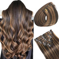 GAOYIFU Clip in Hair Extensions Dark Brown to Chestnut Brown 18 Inch - Real Human Hair, Versatile & Tangle-Free