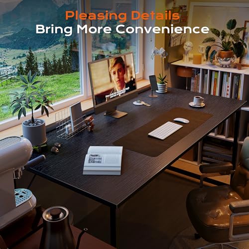 PRAISUN Black 55 x 23.6 Inch Computer Desk with Deep Work Surface