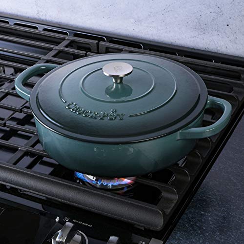 Cast Iron Braiser with Lid - 5 Quart Enamelled Dutch Oven - Slate Gray